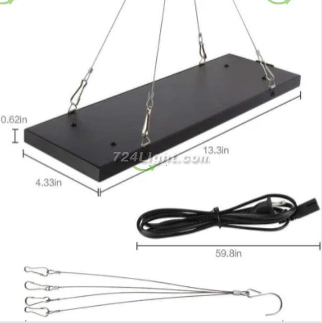 Black Oblong 40W AC85~265V LED Grow Light for Indoor Plant, Full Spectrum Panel Grow Light with IR UV, Indoor Plant Growing Lamp for Succulents, Veg and Flowering/Greenhouse Hydroponic