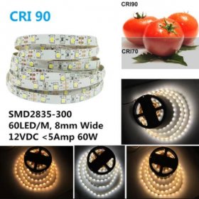 High CRI 90 LED Strips, Flexible 5M LED Strips, SMD2835-300 60 LEDs 1000LM Per Meter 8mm Wide Tape
