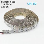 DC 12V Dimmable SMD5050-600 Double Row Flexible LED Strips 120 LEDs Per Meter 15mm Width 1800lm Per Meter