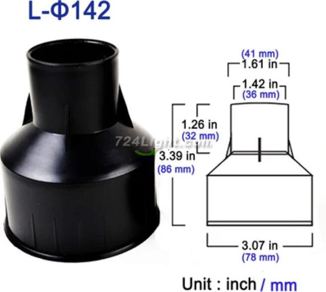 4pcs Pack Embedded Parts, Plastic Horn Shape, Black Built-in Fitting, Waterproof Outdoor/Indoor Pre-embedded Inserts, for LED Inground/Step Stair/Underwater Swimming Pool Lights