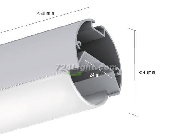 0.5 meter 19.7" Aluminum LED Suspended Tube Light LED Profile Diameter 40mm suit 24mm Flexible led strip light