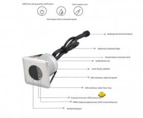 8PCS Pack IP68 3W DC12-24V LED Underwater Light Waterproof Stainless Steel Square Pool Light Inground LED Yard Light
