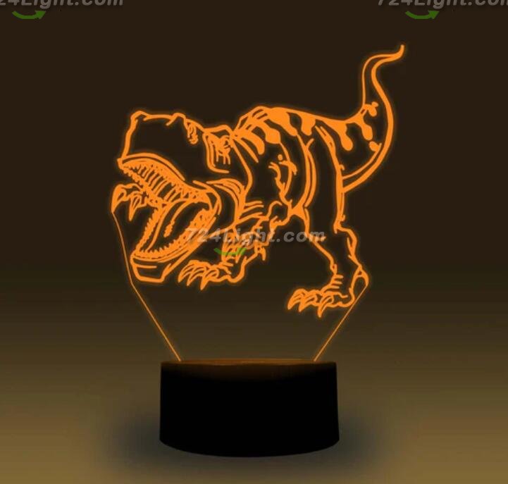 Animal Images 3D Illusion LED Night Light w/ 16 Colors Remote Touch Switch Adjustable Brightness for Kids Bedroom Decoration