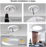 18.9 Inch 36W Ultrathin Modern LED Ceiling Light for Bedroom, Kitchen, Bathroom