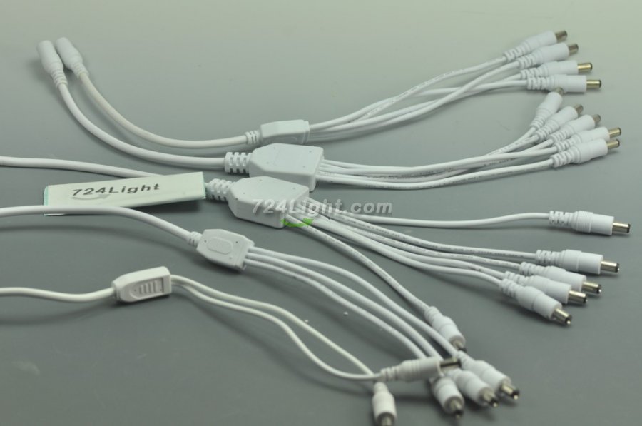 Compact Power Supply to Splitter White Cable LED Light Power Splitter DC 1 to 2 3 4 5 6 Adapter