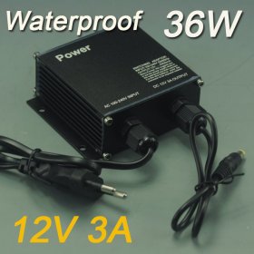 Waterproof 36W 12V 3A Power Supply IP65 Outdoor DC Transformer For LED light