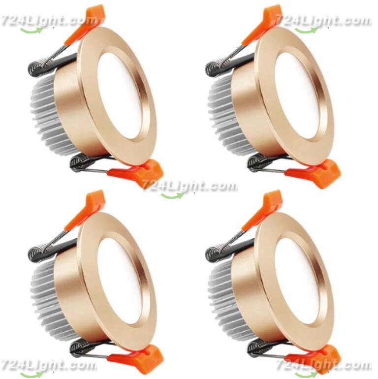 4 Pack 2 Inch LED Dimmable Downlight, 3W(35W Halogen Equivalent) Gold Trim LED Ceiling Light