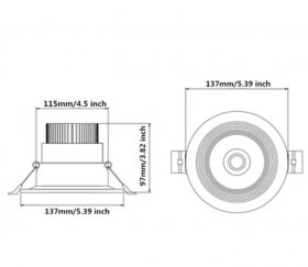 16W Dimmable CRI80 COB LED Downlight Cut-out 4.5in (115mm) 60 Degree 120W Halogen Bulbs Equivalent