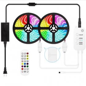 32.8Ft (2x 5M) SMD5050-150 LED Strip Light 5050 RGB Set 10m RGB LED Strip Lights Waterproof Outdoor w/ Power Supply & Controller