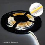 FCOB LED Strip 16.4FT/5M CRI90 480LEDs/m 12W/m 24V Dimmable LED Light Ribbon Indoor Use