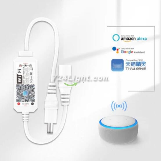 WiFi Connected and controllable Single Color LED Dimmer 5-24V DC Alexa Compatible