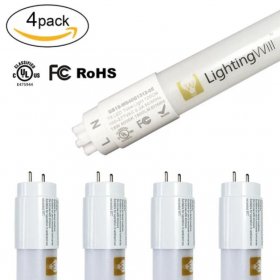 4FT(120cm) LED T8 Tube 18W 1800LM 100-277VAC, Ballast By-Pass, UL CUL All-Plastic LED Tube
