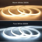 32.8Feet 110V AC / 220V AC Spotless FCOB LED Flexible Strip Light, IP65 Waterproof High Brightness with Inline Switch