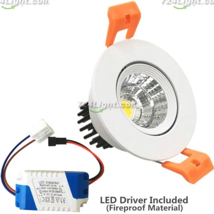 3W Dimmable LED Downlight CRI80 COB LED Ceiling Light Cut-out 2in/51mm 25W Halogen Bulbs Equivalent