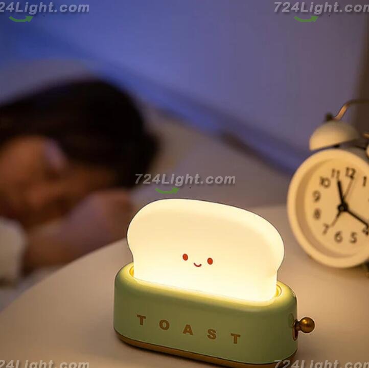 2pcs Pack (1Green+1Pink) Dimmable LED Toast Night Light Rechargeable Desk lamp with Timer for Baby Girls Boys