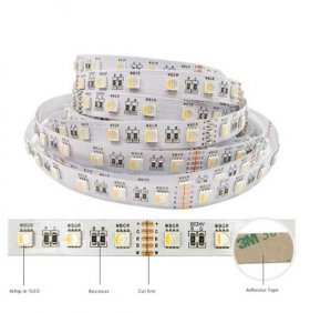 RGBW | RGBWW LED Strips, 16.4FT/5M SMD5050-300 60LEDs 19.2W per Meter 4in1 RGBW LED Strip Lights