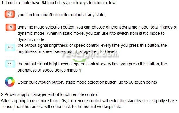 DC12V-24V Output Current 4A/Channel LED Wireless RF 4keys Touch Controller Common Anode LED RGB Controller