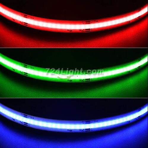 Multi-colors FCOB LED Strip 16.4FT/5M Dot Free 840LEDs/M 14W/M 24V RGB LED Light Tape
