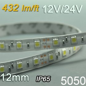 Brightest 12V Optional 24V Waterproof LED Strip Light SMD5050 Flexible Strip Light 12mm 5 meter(16.4ft) 300LEDs