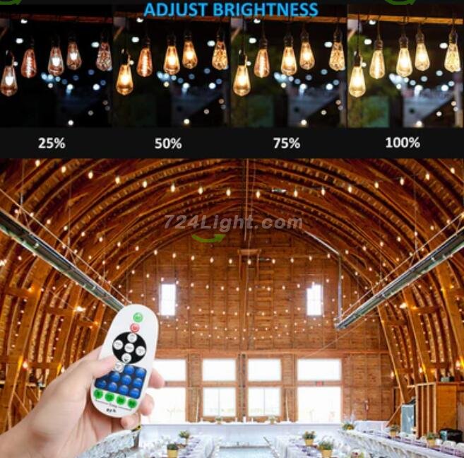 Dimmable Waterproof LED Outdoor String Lights - Hanging, 2W Edison Bulbs - 48Ft Commercial Lights for Decor for Patio, Backyard, Garden, Bistro S14 Black - Warm White, with Dimmer, Complete Led String Lights Kit(2Pack-48FT And 1pcs Dimmer)
