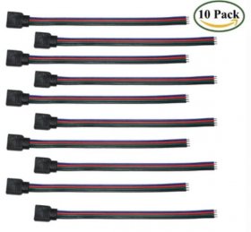10pcs Pack RGB LED Light Strips Connector with 4Pin plug RGB LED Strip Connector Cable for SMD 5050/3528 RGB LED Strip light - 15cm/6 Inch
