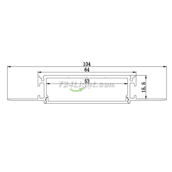 2 Meter 78.7â€ Aluminum Recessed LED Corner Strip Channel 104mm x 15.5mm Seamless Led Profile