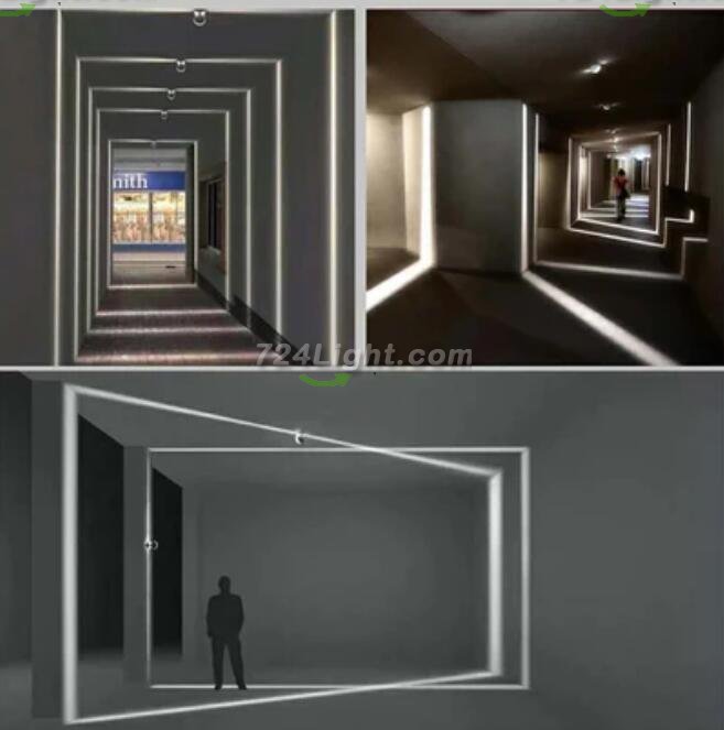 8W 360° Light Blade Grey Finish Window Frame LED Light for Architecture Graphic/Doorframe/Hallway/Outdoor Landscape Decorative Lighting