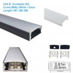 Black LED Aluminum Profile U04 10x23mm U-Shape LED Aluminum Channel System for LED Strips Installation