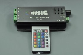 Led Music Controller 24 Keys IR Remote Controller LED Strip /LED Bulb Sound Sensitive Control Black Aluminum 288 W