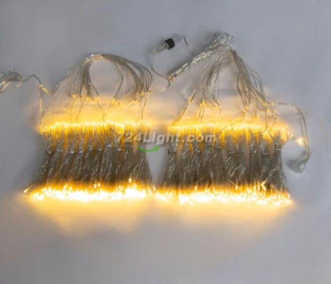 2PCS Pack of Curtain String Lights, 300 LED 9.8ft x 9.8ft 8 Lighting Modes Fairy Lights IP44 Certificated Plug in, Waterproof Lights for Christmas Party Wedding Outdoor Indoor Wall Deco