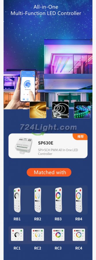 New PWM LED Controller Bluetooth Music Controller for LED Strips and LED Lights iOS/Android App Control
