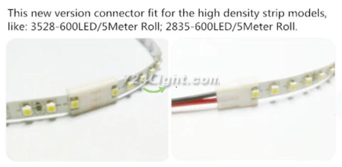 10pcs/Pack New LED Strip Connector Solderless Snap Down 2 Pin Strip to Strip Gapless Jumper for 8mm Wide 3528 2835 Single Color Flex LED Strips