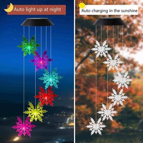 Snowflake Solar Wind Chimes, Christmas Solar Wind Chimes for Mom Kids Grandma Garden Outdoor Decor Gifts