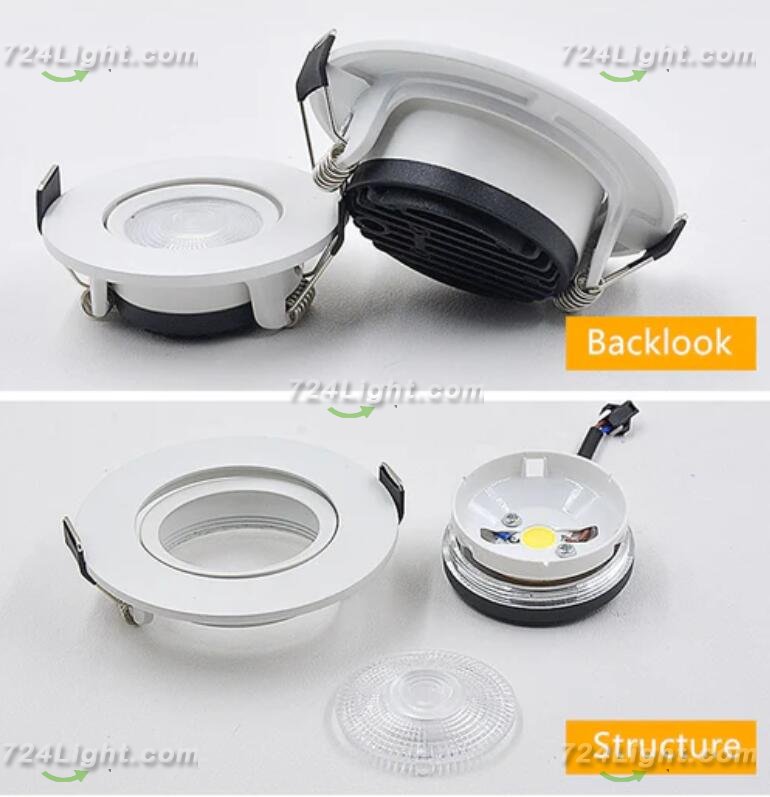 1inch Thick Low Profile LED Downlight 3W 2'' CRI80 Anti-glare Diffuser Ceiling Light