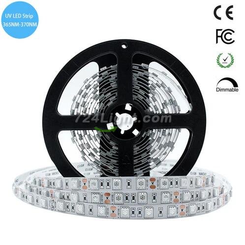 365nm 370nm SMD5050-300 12V 6A 72W UV LED Strip Light for Curing, Currency Validation
