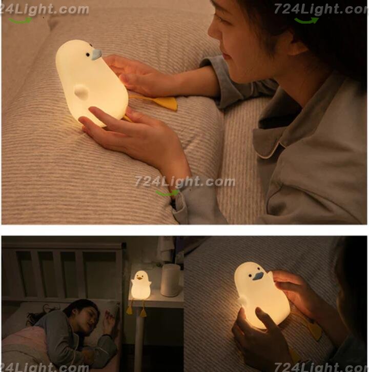 2pcs Pack Duck Lamp LED Night Light Rechargeable Desk lamp with Timer for Baby Girls Boys