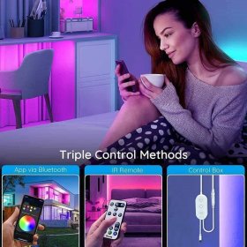 16.4ft Color Changing LED Strip Lights, Bluetooth LED Lights with App Control, Remote, Control Box, 64 Scenes and Music Sync Lights for Bedroom, Room, Kitchen, Party