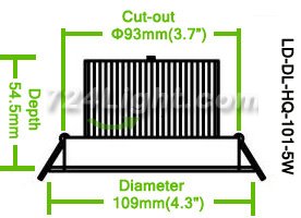 5W DL-HQ-101-5W LED Downlight Cut-out 93mm Diameter 4.3" White Recessed Dimmable/Non-Dimmable Ceiling light