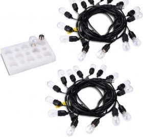 2-Pack Dimmable Waterproof LED Outdoor String Lights - Hanging, 2W Edison Bulbs - 48Ft Commercial Lights for Decor for Patio, Backyard, Garden, Bistro¨C S14 Black - Warm White,Blk(96ft)