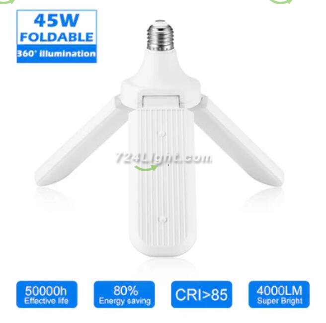 45W Deformable LED Garage Ceiling Lights 4500LM 6500K White 400 Watt Equivalent CRI80+ E26/E27 Base