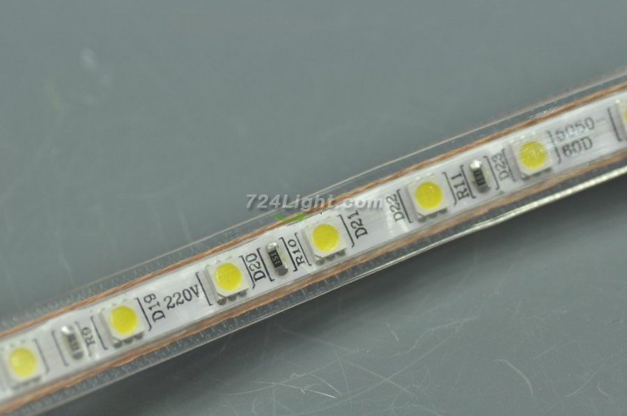 5050 AC 110V Strip 220V Strip 240V Strip Light 12MM 60LED 1M 5050 Single Color High Voltage Rope Light(1-100meters)