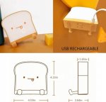 Meme Toast Bread LED Night Light Rechargeable Desk lamp with Timer for Baby Girls Boys