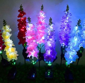 Solar Garden Lights, 5 Pack Waterproof Solar Violet Lights Flower Stakes for Landscape Path Yard Lawn Decoration