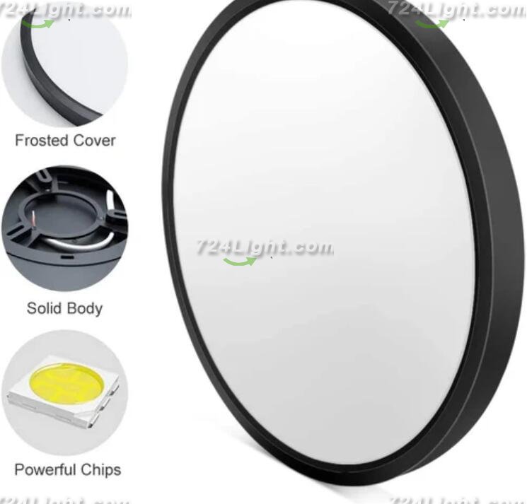 2 Pack 12 Inch 24W Flush Mount LED Ceiling Light 2800 LM Black Round LED Ceiling Lamp