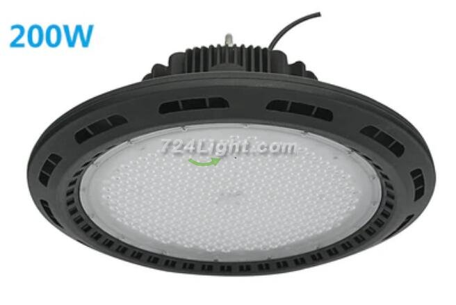 200W UFO LED High Bay Light Fixture 17000LM CRI>80 IP65 Waterproof 100-277VAC Non-Dimmable for Warehouse & Supermarket