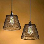 Metal Pendant Light Shade, Retro Grid Design Industrial Pendant Ceiling Lighting Lamp Shade, Suitable for Farmhouse, Restaurant, Cafe, Bar