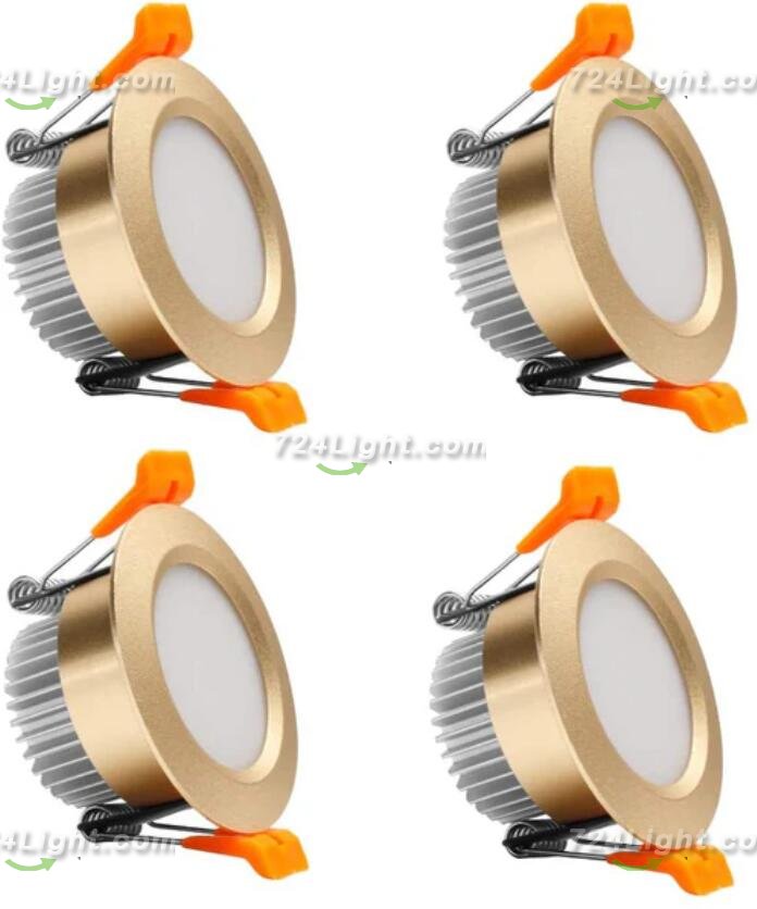 4 Pack 3 Inch Gold Trim Dimmable LED Downlight 5W(40W Halogen Equivalent) CRI80 LED Ceiling Light