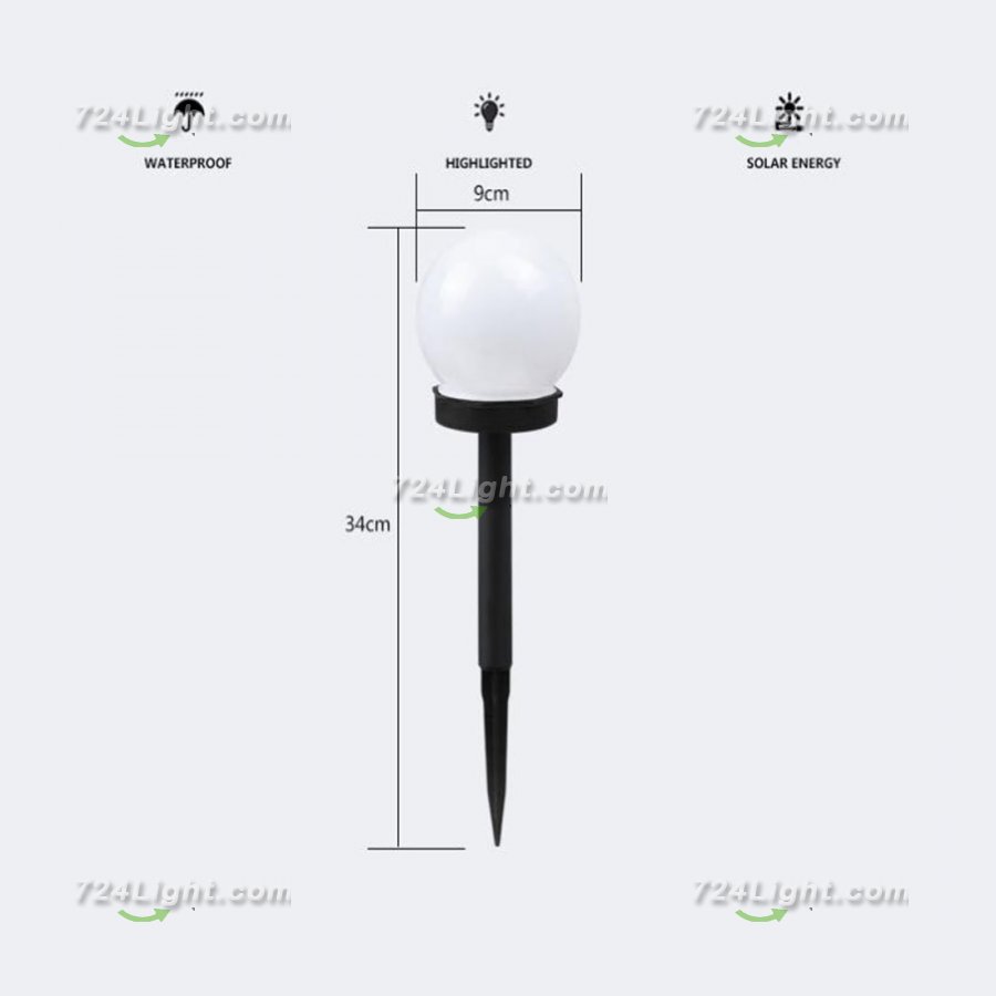 Solar Spherical Lawn Light, Outdoor Waterproof Floor Lamp Suitable for Courtyard Garden Path Sidewalk