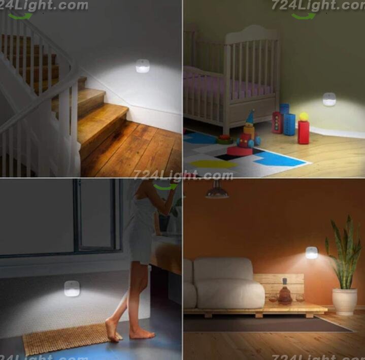 3 Pack LED Motion Sensor Light, Cordless Battery-Powered LED Night Light, Wall Light, Closet Lights, Safe Lights for Stairs, Hallway, Bathroom, Kitchen, Cabinet (White)