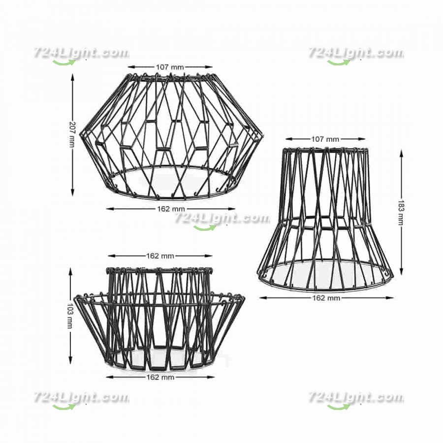 Vintage Metal Light Fixture, Adjustable Shape Metal Pendant Shade, 1 PCS Industrial Pendant Light Cage